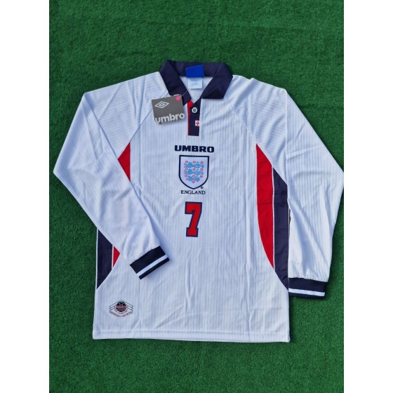 David Beckham England 1998 World Cup Long Sleeves Retro Jersey